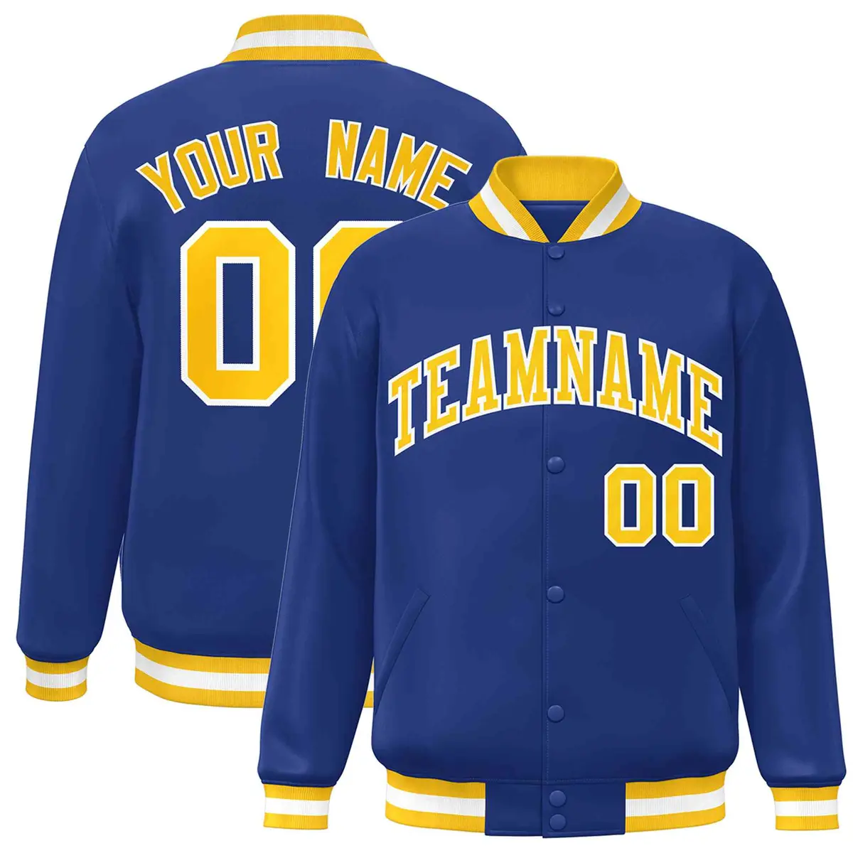 Royal Gold-White Classic Varsity Full-Snap Letterman Jacket