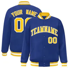Royal Gold-White Classic Varsity Full-Snap Letterman Jacket 1