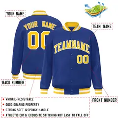 Royal Gold-White Classic Varsity Full-Snap Letterman Jacket 2