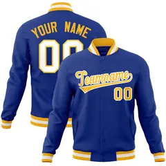 Royal Gold-White Classic Varsity Full-Snap Letterman Jacket
