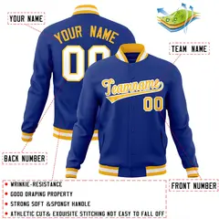 Royal Gold-White Classic Varsity Full-Snap Letterman Jacket 4