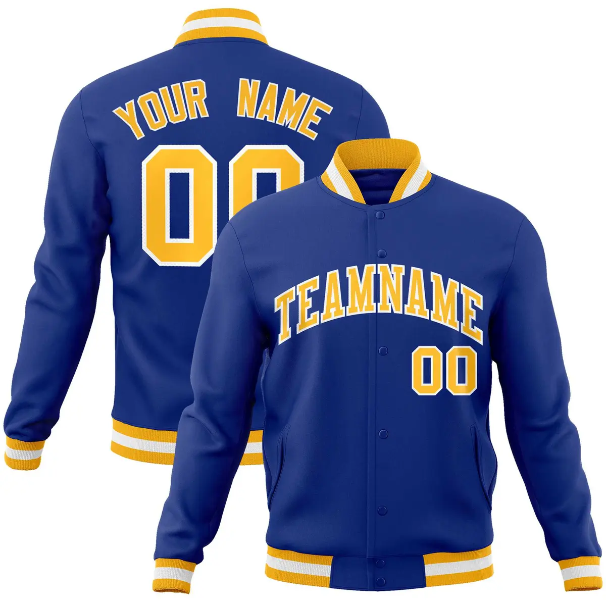 Royal Gold-White Classic Varsity Full-Snap Letterman Jacket