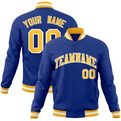 Royal Gold-White Classic Varsity Full-Snap Letterman Jacket 1