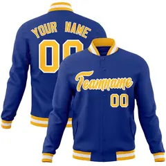Royal Gold-White Classic Varsity Full-Snap Letterman Jacket