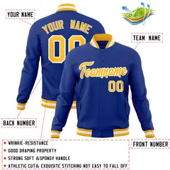 Royal Gold-White Classic Varsity Full-Snap Letterman Jacket 4