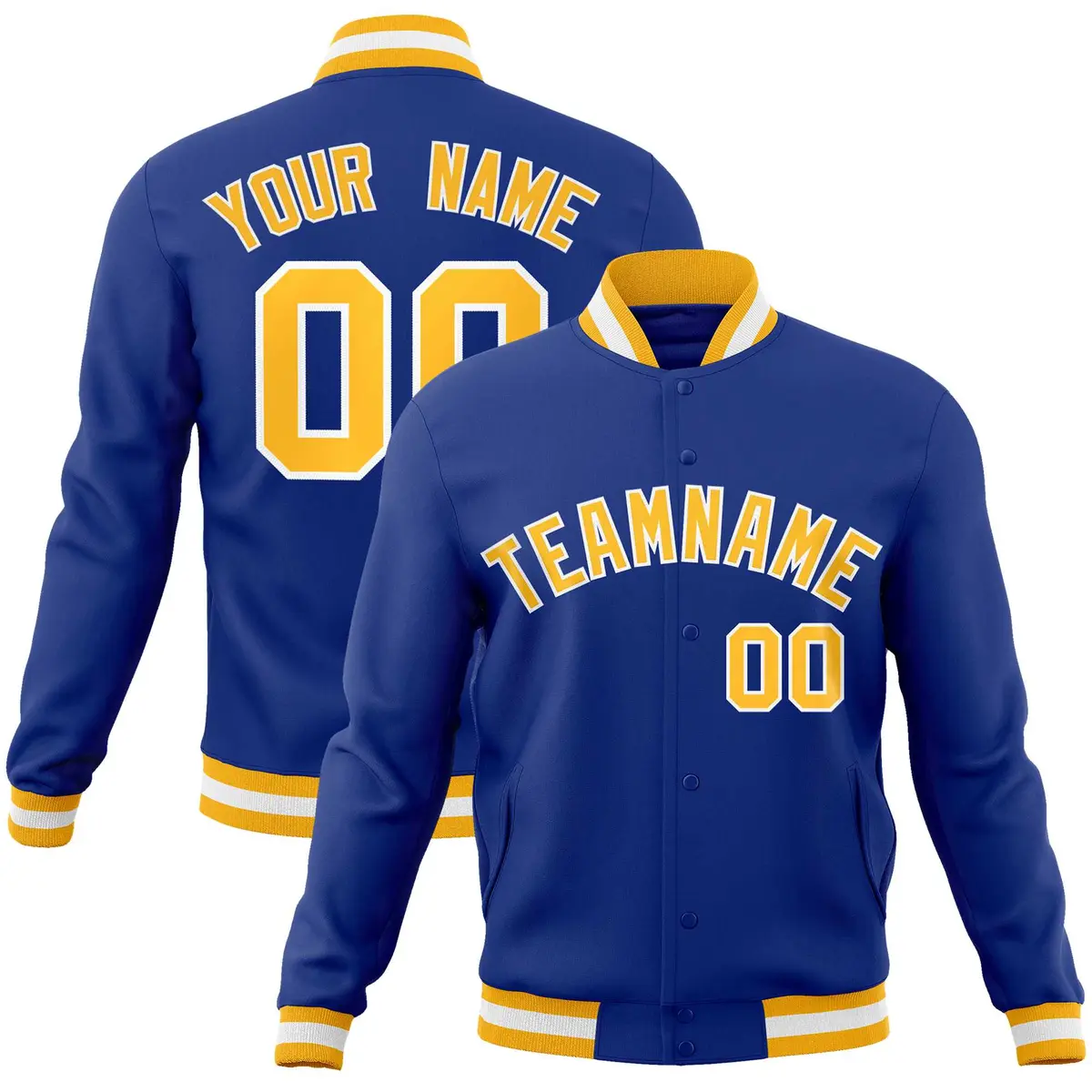 Royal Gold-White Classic Varsity Full-Snap Letterman Jacket