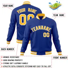 Royal Gold-White Classic Varsity Full-Snap Letterman Jacket 4