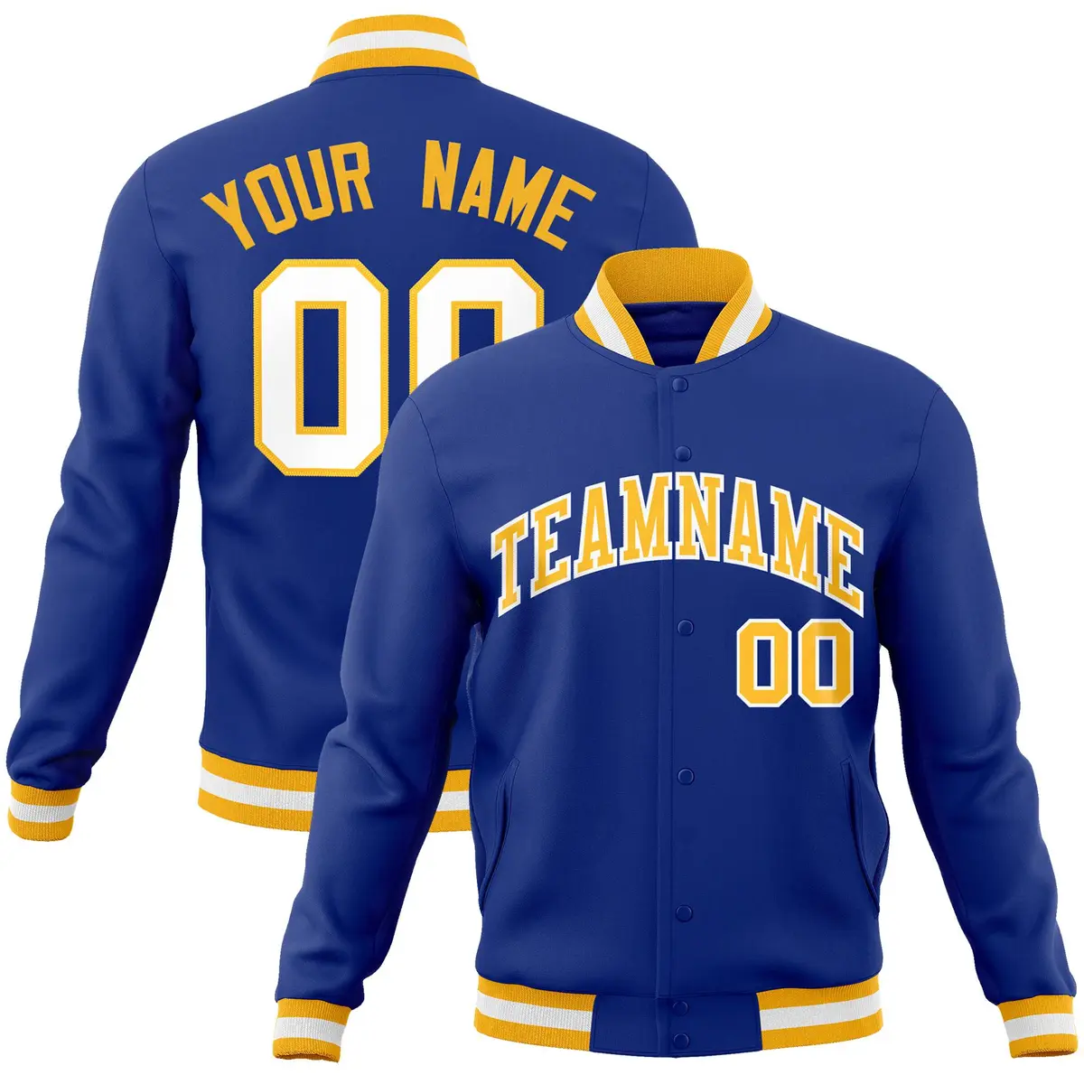 Royal Gold-White Classic Varsity Full-Snap Letterman Jacket