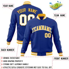 Royal Gold-White Classic Varsity Full-Snap Letterman Jacket 4
