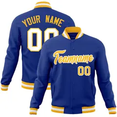 Royal Gold-White Classic Varsity Full-Snap Letterman Jacket 1