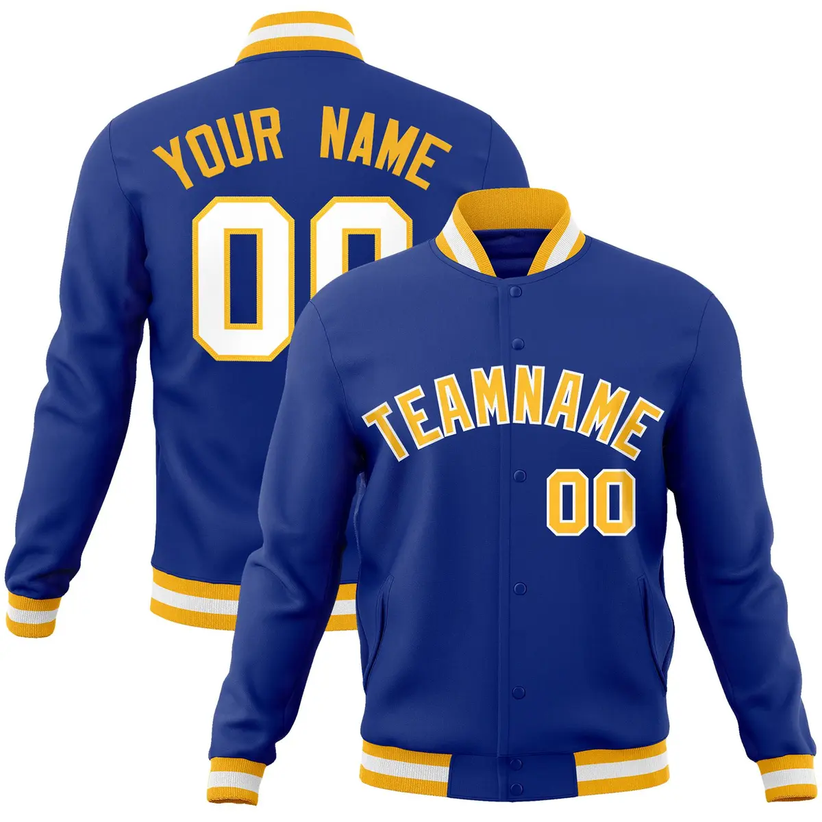 Royal Gold-White Classic Varsity Full-Snap Letterman Jacket