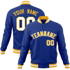 Royal Gold-White Classic Varsity Full-Snap Letterman Jacket 1