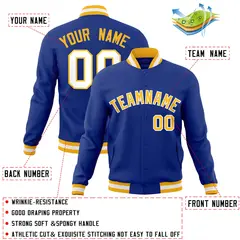 Royal Gold-White Classic Varsity Full-Snap Letterman Jacket 4