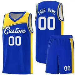 Royal Gold-White Color Block Basketball Jersey