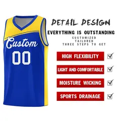 Royal Gold-White Color Block Basketball Jersey 4