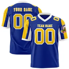 Royal Gold-White Color Block Raglan Sleeves Football Jersey