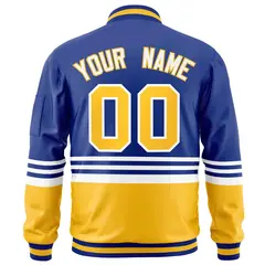 Royal Gold-White Color Block Varsity Full-Zip Letterman Bomber Jacket 4