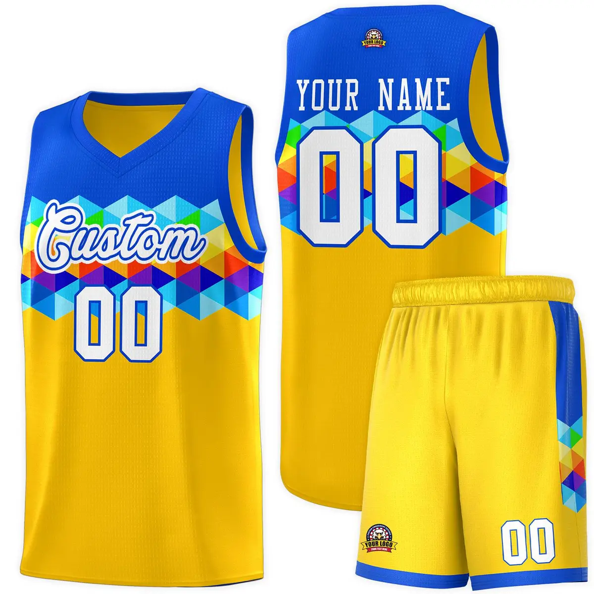 Royal Gold-White Colorful Basketball Jersey Sets