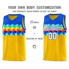 Royal Gold-White Colorful Basketball Jersey Sets 2