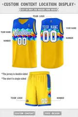 Royal Gold-White Colorful Basketball Jersey Sets 4