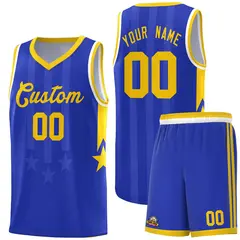 Royal Gold White Gradient Star Graffiti Basketball Jersey 1