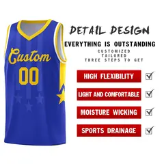 Royal Gold White Gradient Star Graffiti Basketball Jersey 2
