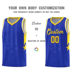 Royal Gold White Gradient Star Graffiti Basketball Jersey 3