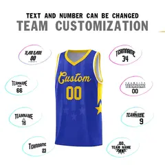 Royal Gold White Gradient Star Graffiti Basketball Jersey 4
