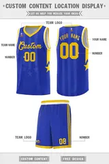Royal Gold White Gradient Star Graffiti Basketball Jersey 5