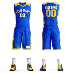 Royal Gold-White Graffiti Bar Element Basketball Jersey