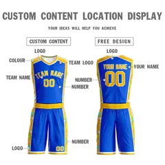 Royal Gold-White Graffiti Lightning Basketball Jersey 3