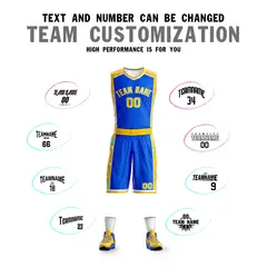 Royal Gold-White Graffiti Lightning Basketball Jersey 4