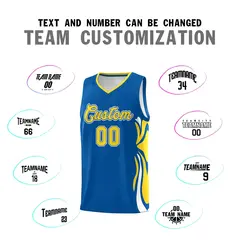 Royal Gold-White Graffiti Side Curve Basketball Jersey Sets 4