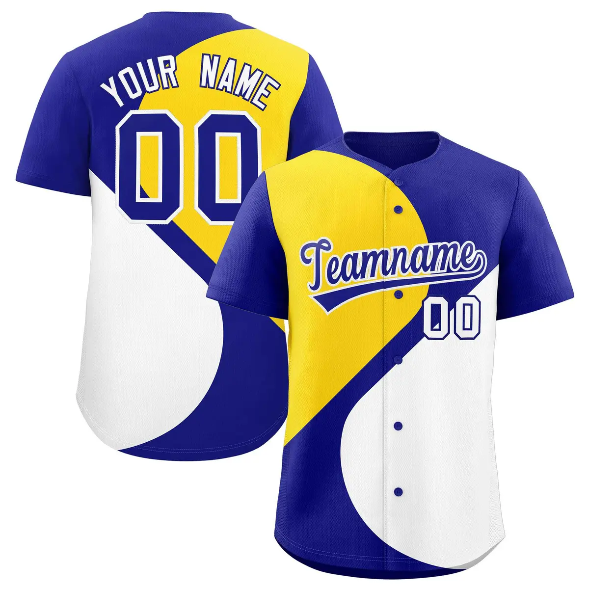 Royal Gold-White Half Heart Color Block Baseball Jersey