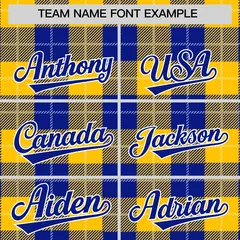 Royal Gold-White Plaid Varsity Full-Snap Letterman Baseball Jacket 3
