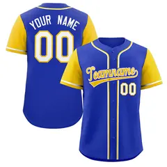 Royal Gold-White Raglan Sleeves Baseball Jersey 1