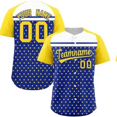 Royal Gold-White Raglan Star Print Baseball Jersey