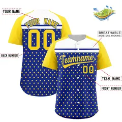 Royal Gold-White Raglan Star Print Baseball Jersey 2