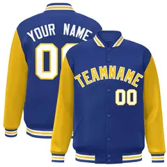 Royal Gold White Raglan Varsity Full-Snap Letterman Jacket