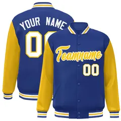 Royal Gold White Raglan Varsity Full-Snap Letterman Jacket