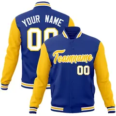 Royal Gold White Raglan Varsity Full-Snap Letterman Jacket
