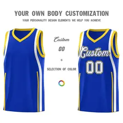 Royal Gold-White Ribbon Pattern Basketball Kits 3