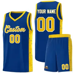 Royal Gold-White Side Splash Basketball Jersey