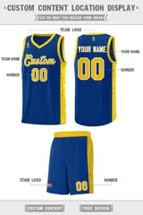 Royal Gold-White Side Splash Basketball Jersey 2