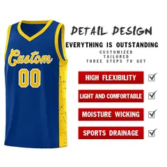 Royal Gold-White Side Splash Basketball Jersey 5