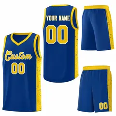 Royal Gold-White Side Splash Basketball Jersey 6