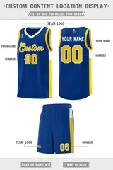 Royal Gold-White Side Two-Tone Classic Basketball Jersey 2
