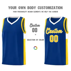 Royal Gold-White Side Two-Tone Classic Basketball Jersey 3