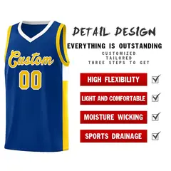 Royal Gold-White Side Two-Tone Classic Basketball Jersey 5