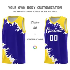 Royal Gold-White Sparkle Print Basketball Kits 3